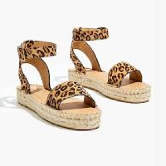 Soludos Flatform Cadiz Sandals in Leopard Calf Hair Platform Espadrilles Size 11 - Picture 1 of 16